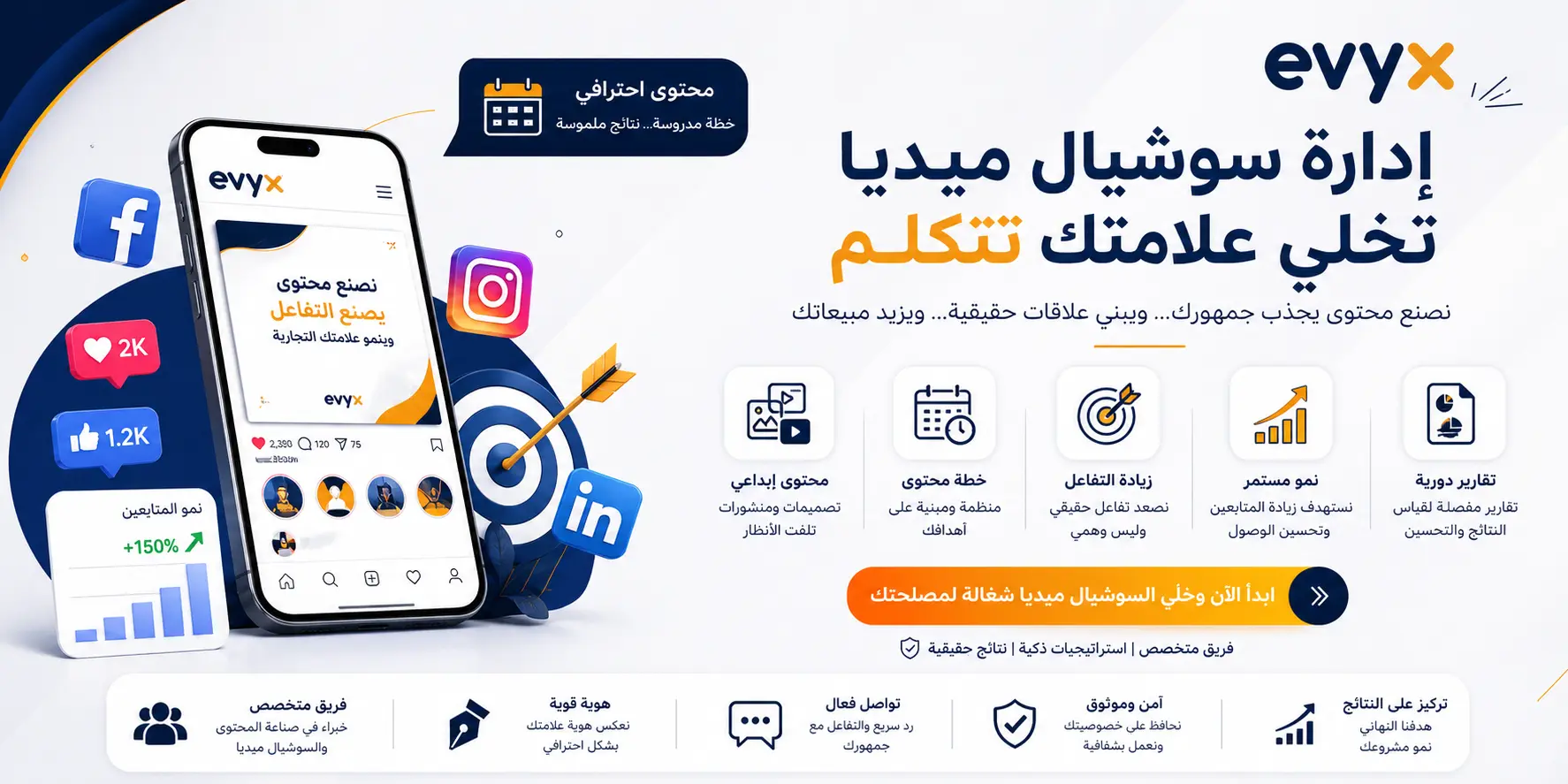 دعوة للتواصل وطلب خدمة ادارة صفحات التواصل الاجتماعي